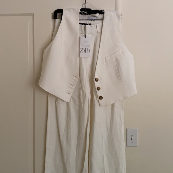 Zara White Linen Blend Set NWT - Picture 17 of 17